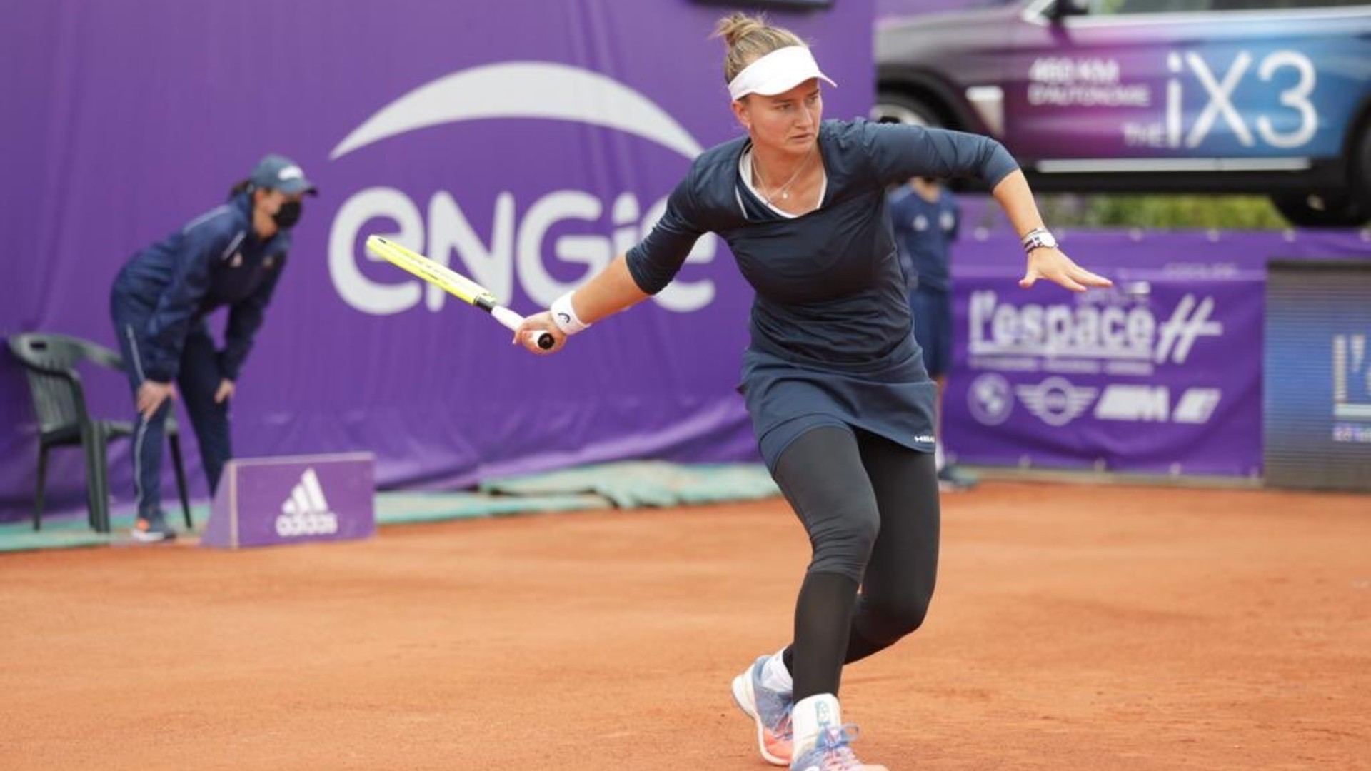 Barbora Krejcikova in action in Strasbourg; Credit: Twitter@WTA_Strasbourg