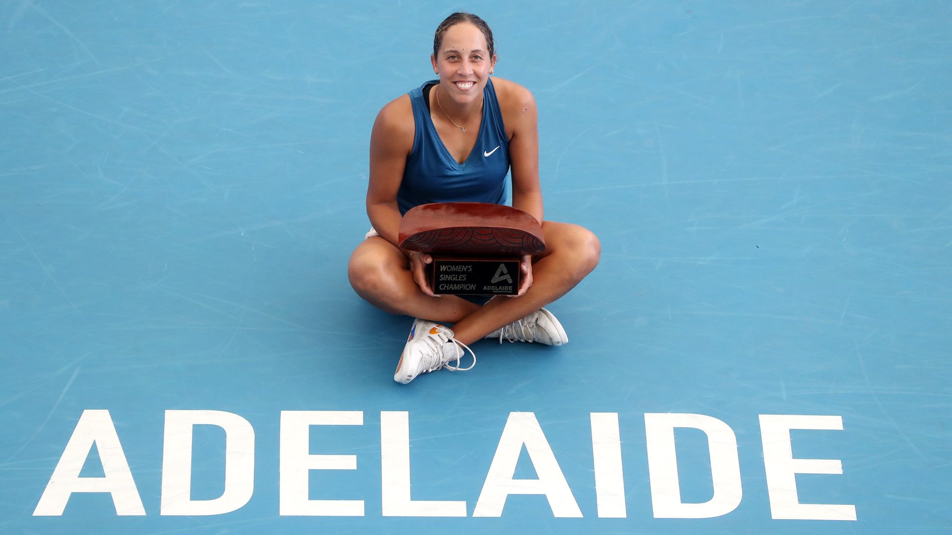 Madison Keys wins the Adelaide International title; Credit: Twitter/@AdelaideTennis
