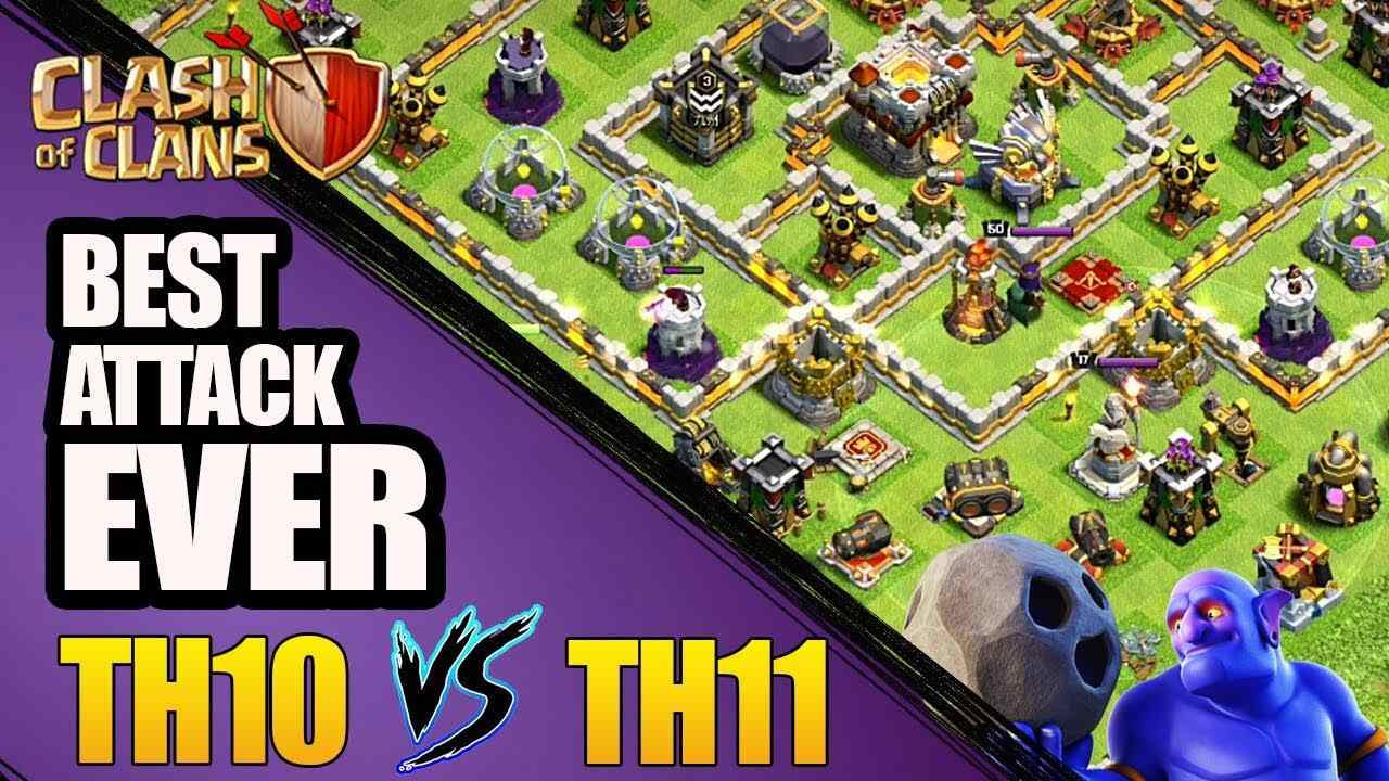 Best Town Hall 10 army to defeat Town hall 11 base attack strategy in