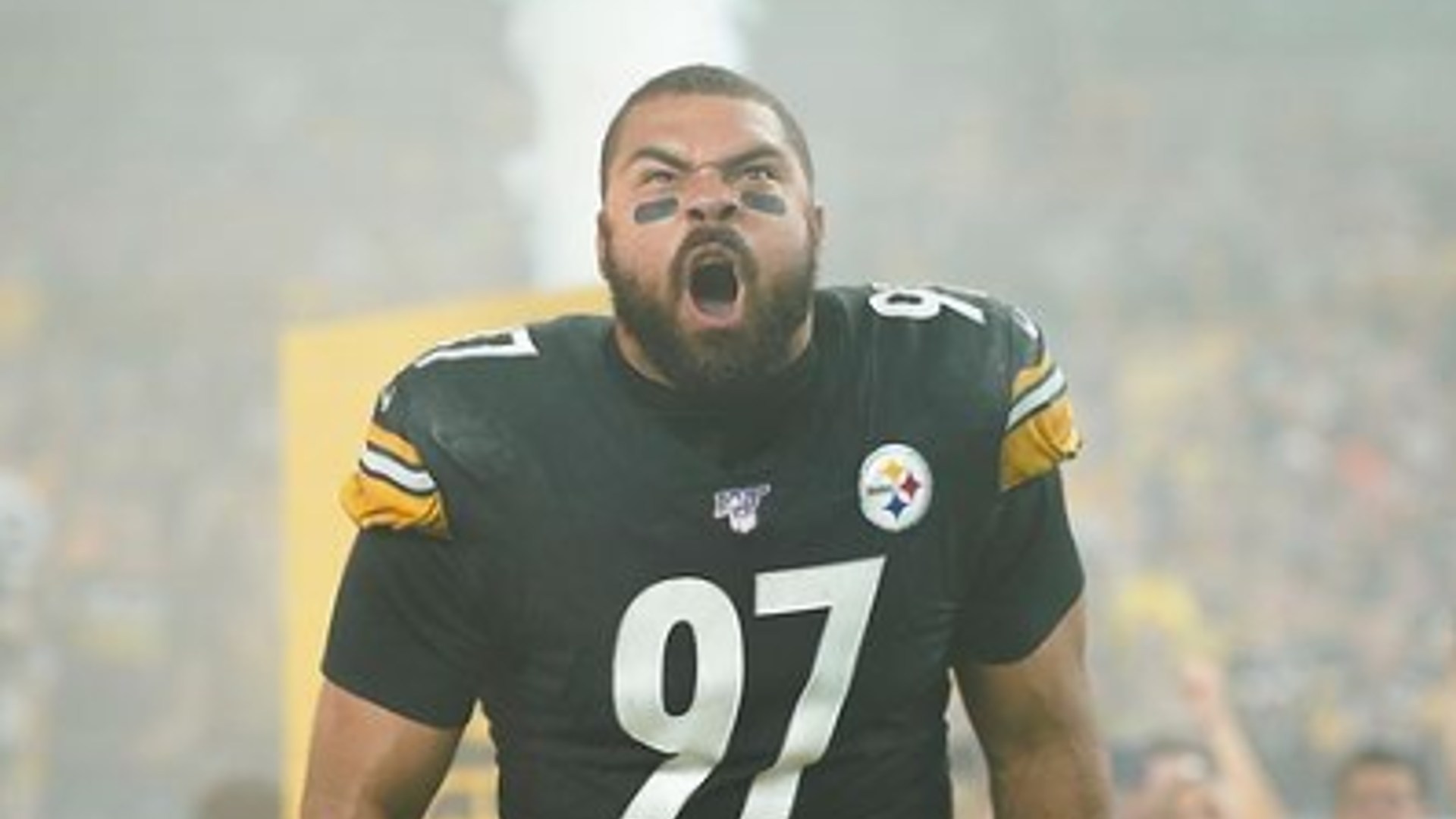 Player Football Pittsburgh Steelers Player Cameron Heyward Cameronheyward  Cameron Heyward Cameronphi Beach Towel by Wrenn Huber - Pixels