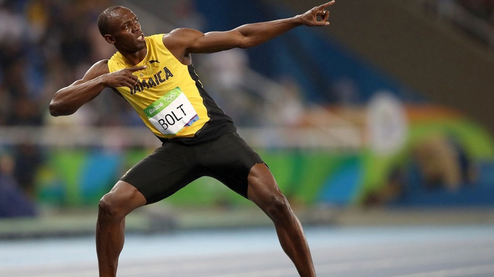 Usain Bolt with his signature pose