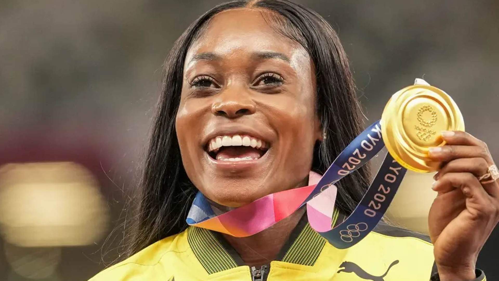 Elaine Thompson-Herah after winning the Tokyo Olympics 2020