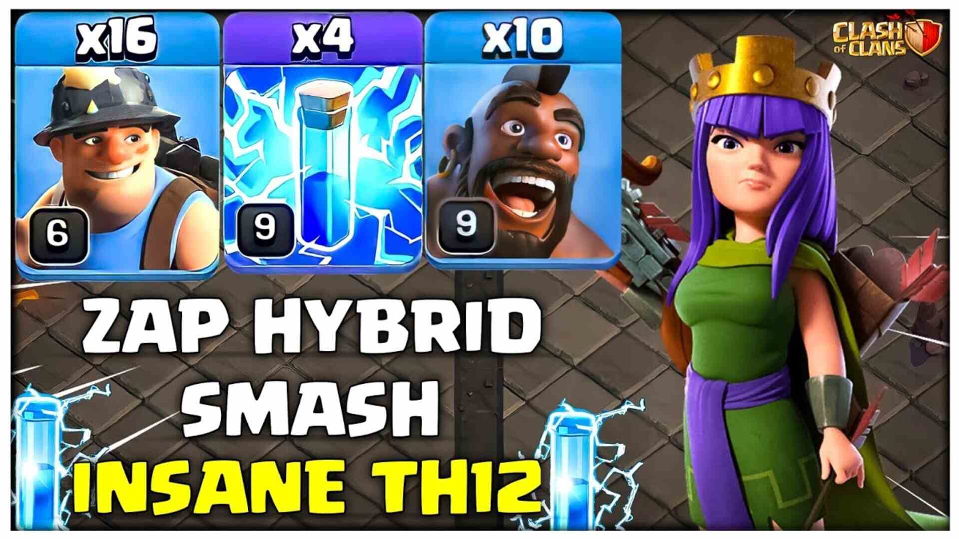 Th12 Hog Bat ( Zap Hybrid) Attack in Clash of clans Sportslumo