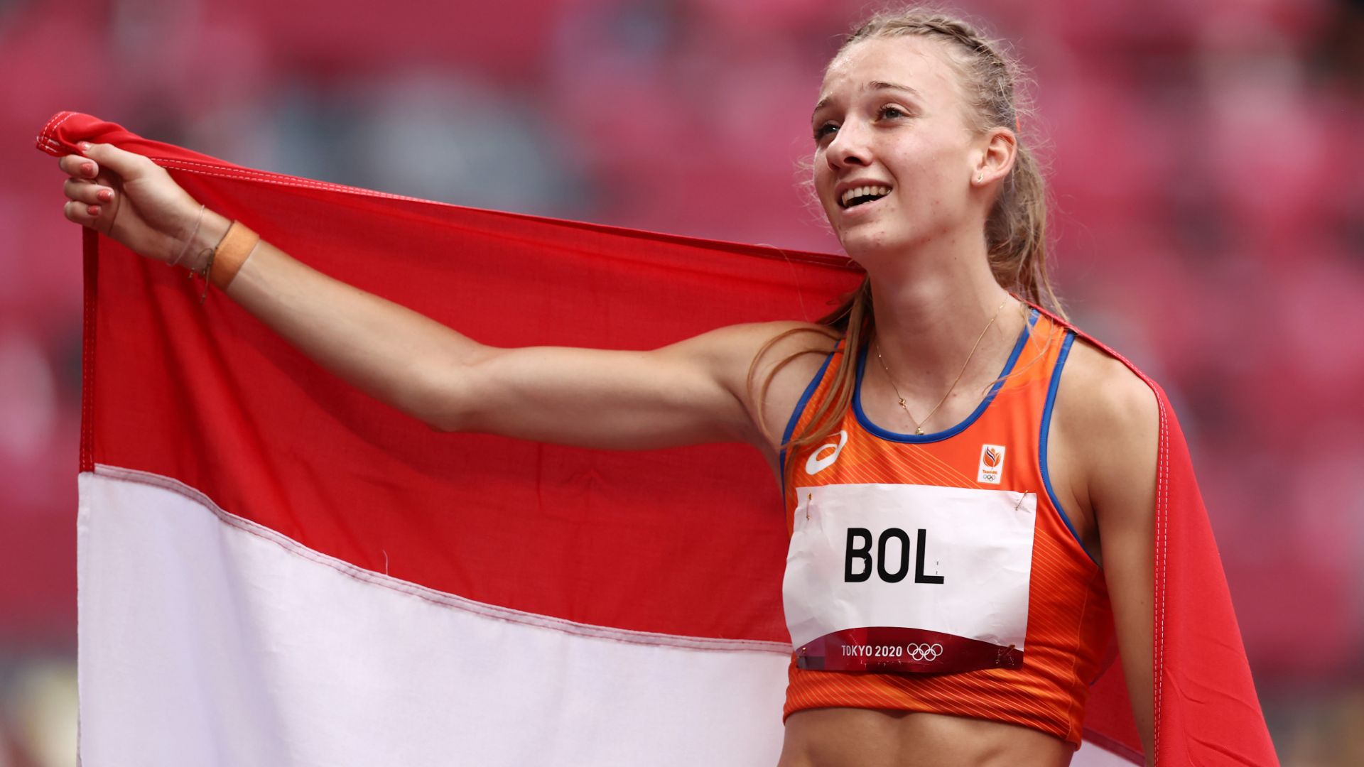 Femke Bol getting emotional after winning the bronze medal for the Netherlands at Tokyo Olympics 2020