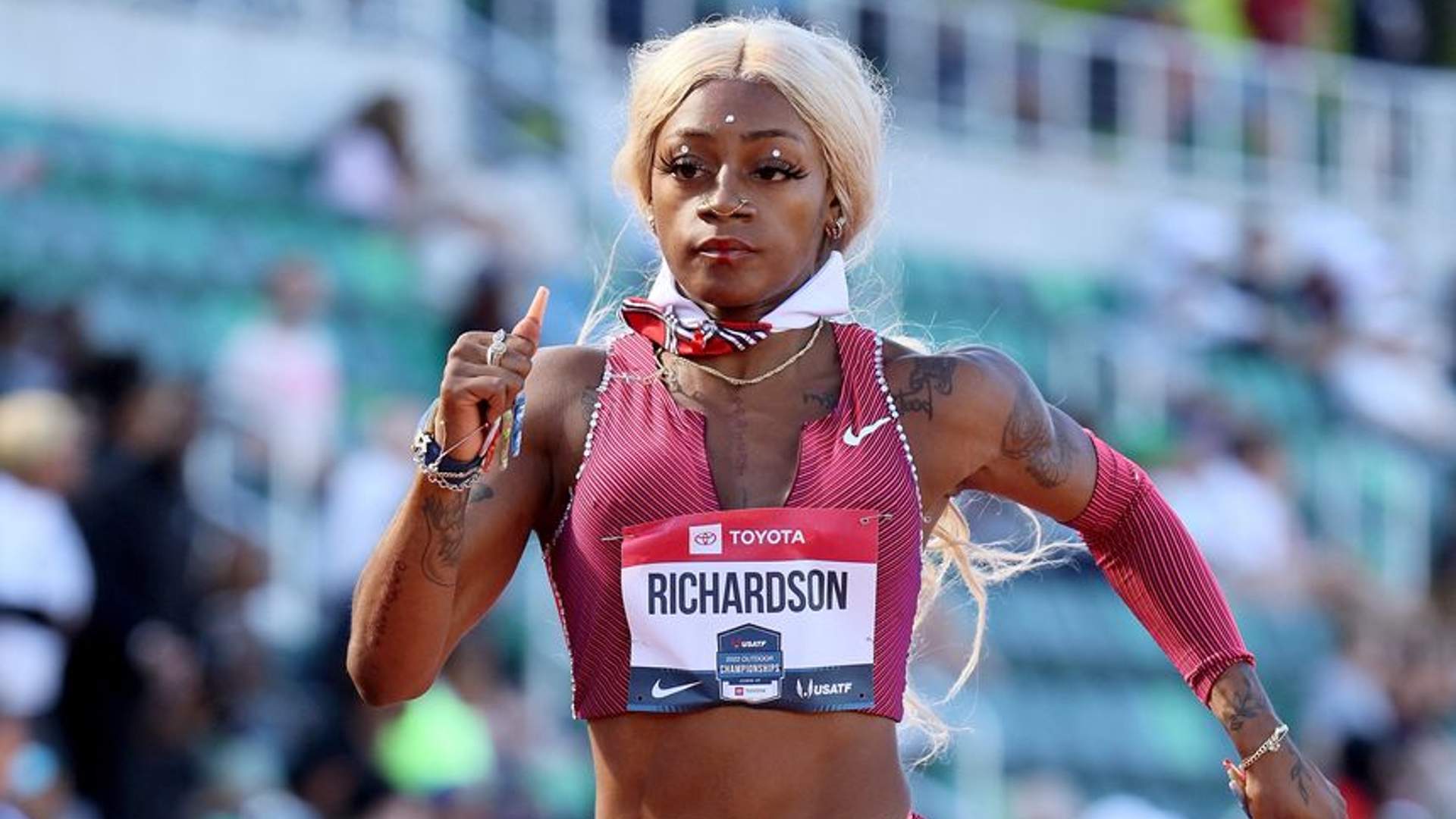 Sha'Carri Richardson running the 100 meters at the USA Track & Field championships 2022 (Image Credits - Twitter)