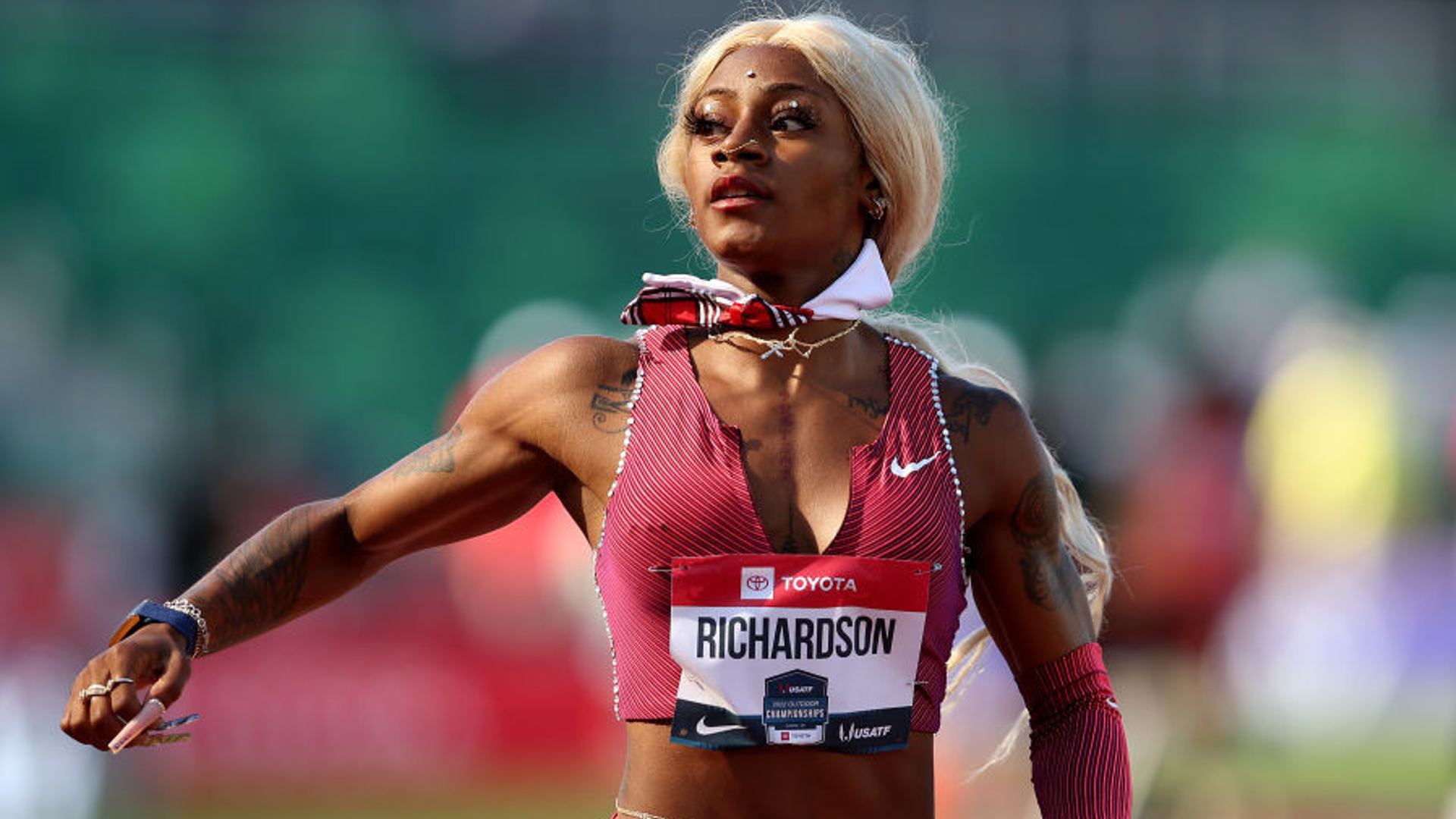 Sha'Carri Richardson in action at the USA Track & Field championships 2022 (Richardson in a file photo; Image Credits - Insidethe games)