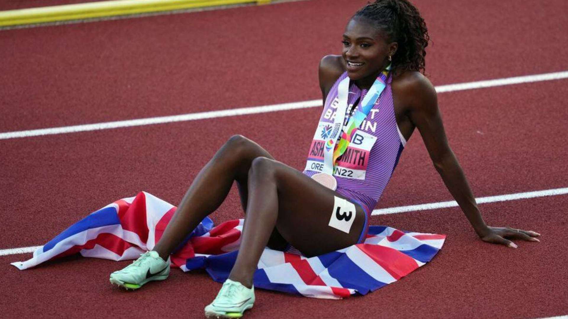Dina Asher-Smith after winning the bronze medal in women's 200m in Oregon 2022 (Image Credits - British Athletics)