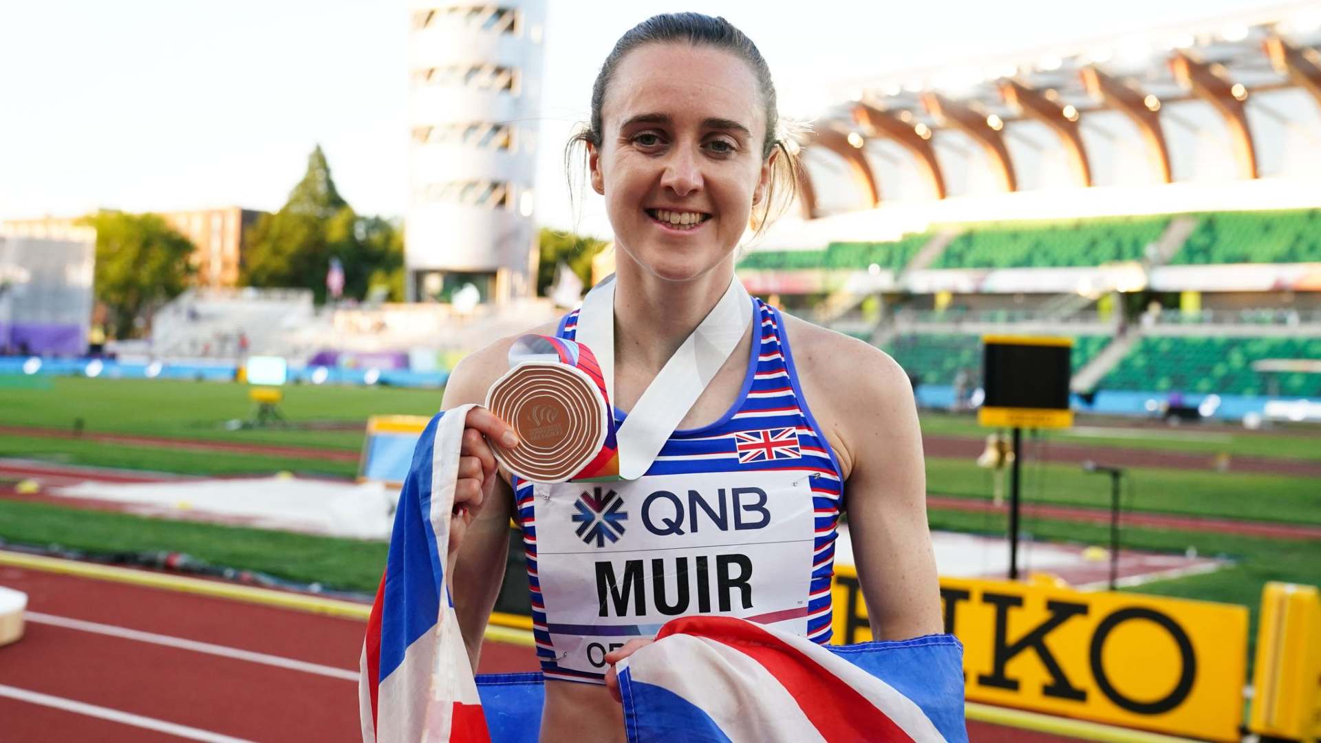 Laura Muir after winning the bronze medal at Oregon 2022 (Muir in a file photo; Image Credits - Twitter)