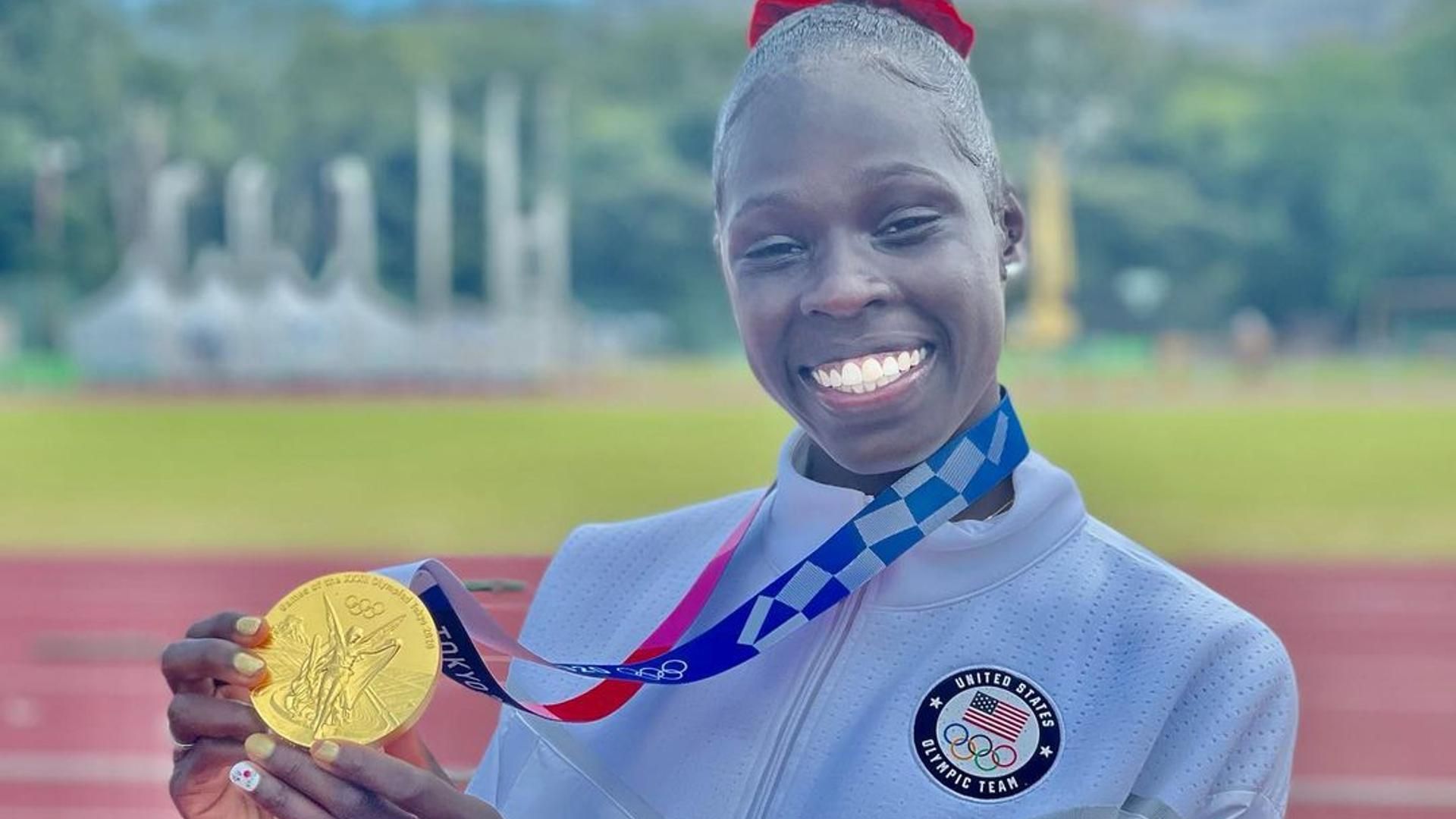 Athing Mu with her Tokyo Olympics gold medal (Image Credits - Instagram/ @athiiing)