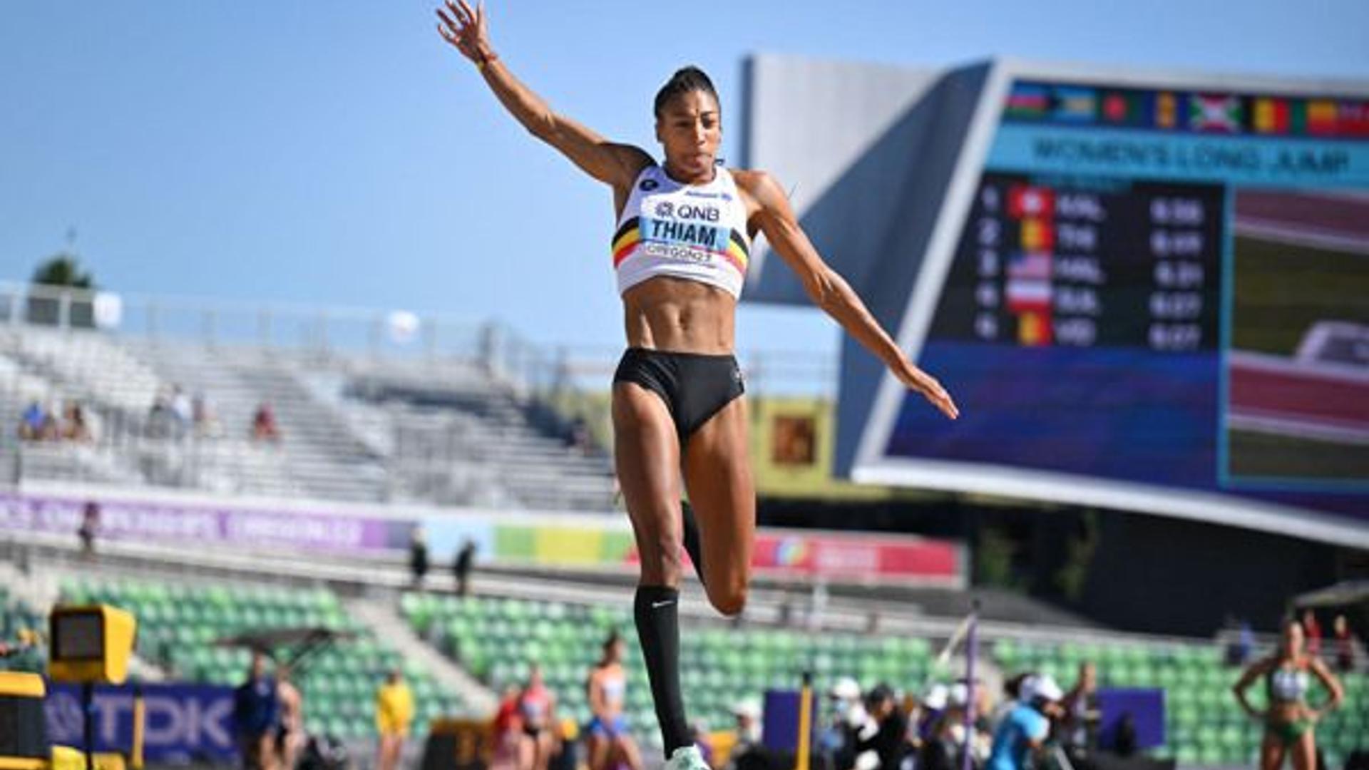 Nafissatou Thiam in action during the long jump event at World Championships 2022 (Image Credits - World Athletics)
