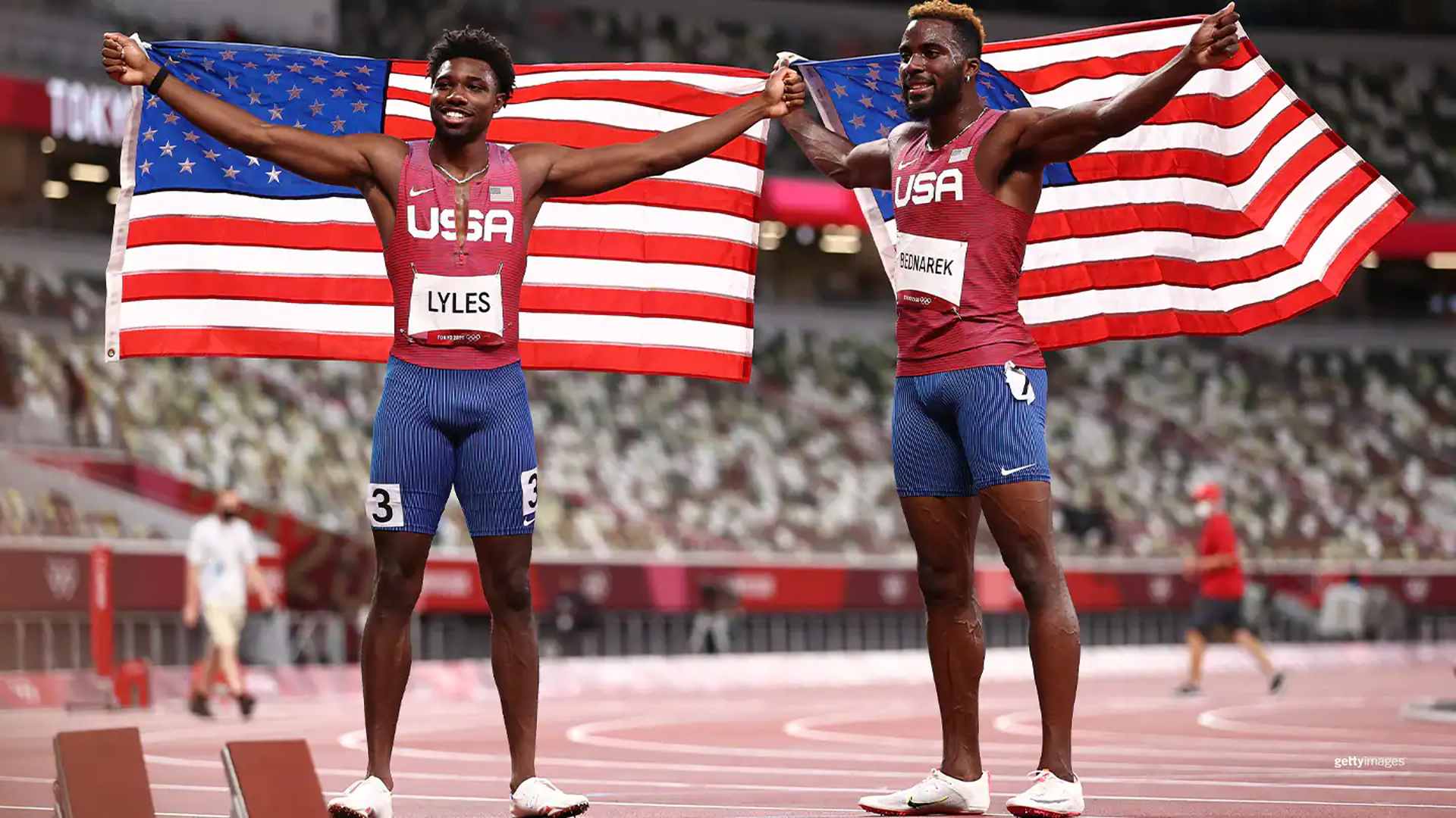 Noah Lyles (left) and Kenny Bednarek (right) won the bronze and silver medal for the USA at Tokyo 2020 (Image Credits - Team USA)