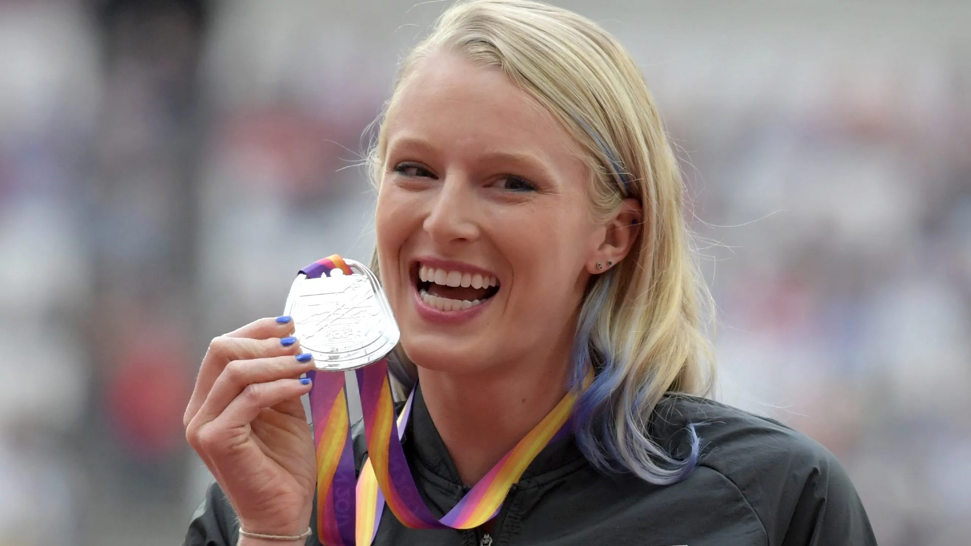 Sandi Morris with the silver medal at World Championships London (Image Credits - Team USA)
