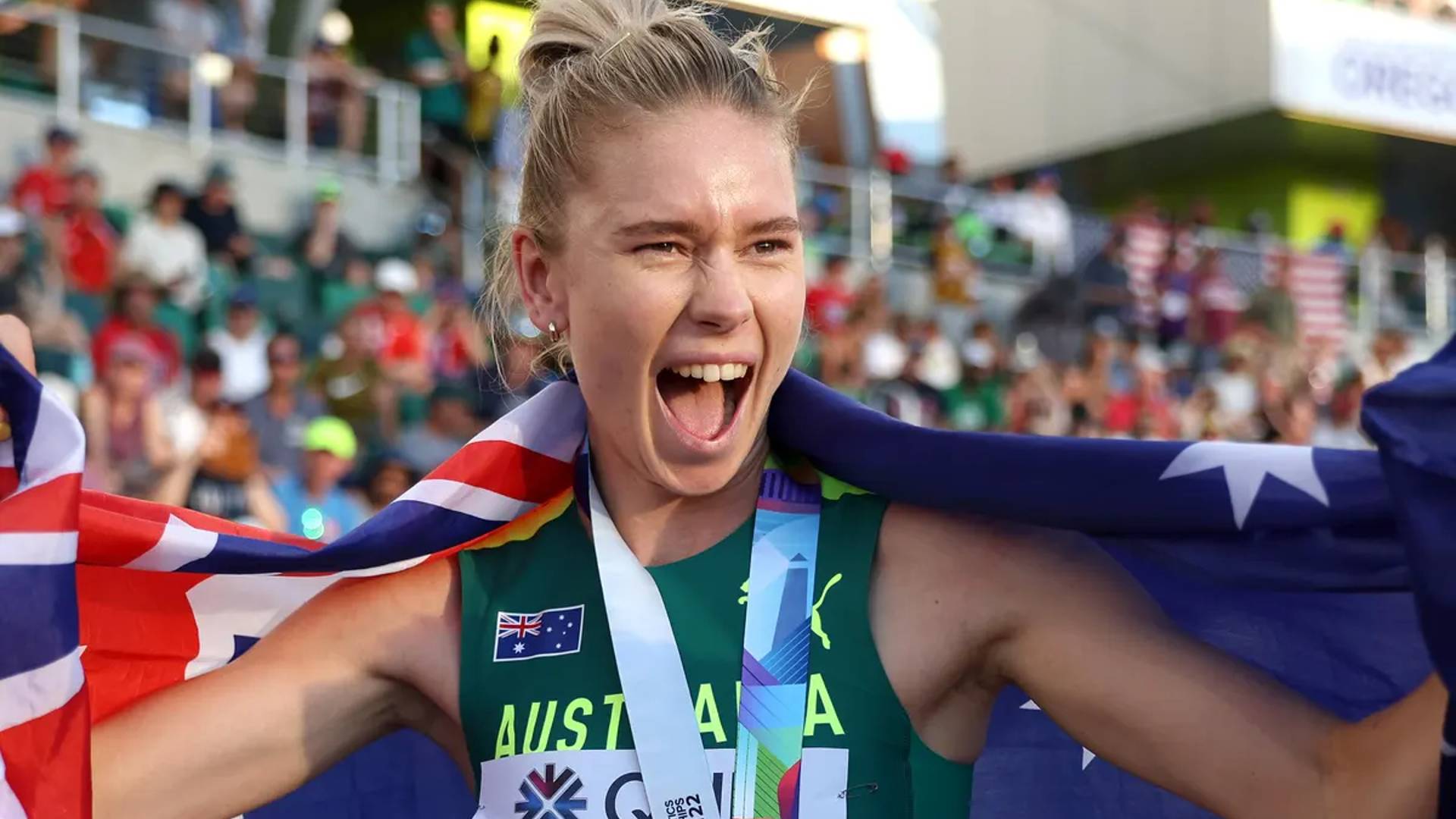 Eleanor Patterson after becoming the World Champion at Oregon 2022 (Image Credits - World Athletics)