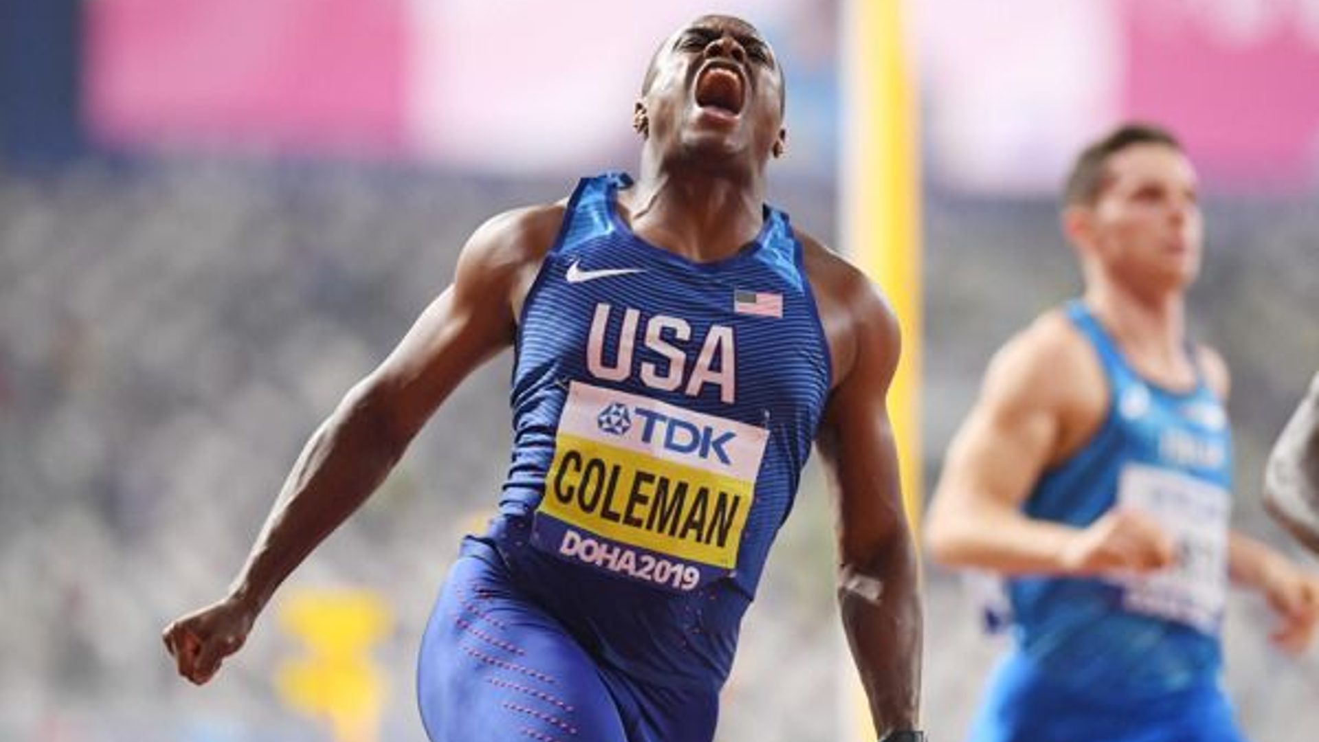 Christian Coleman after becoming the world champion at the World Championships 2019 (Image Credits - World Athletics)